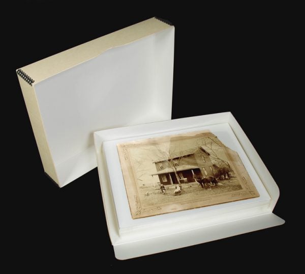 3 inch drop front storage box with photograph