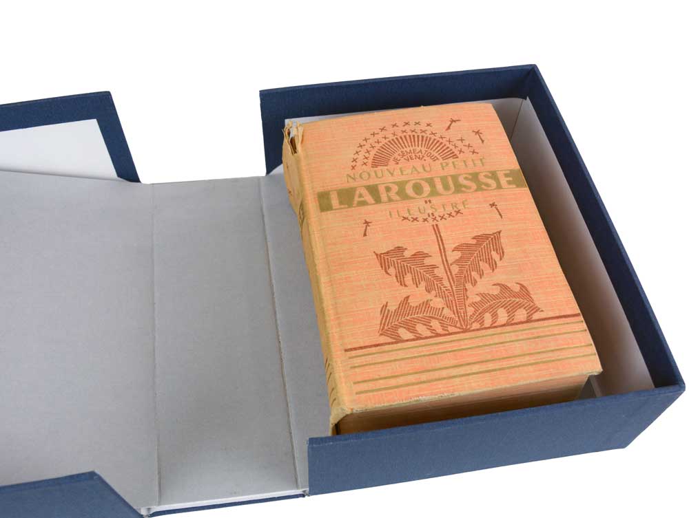 Vintage Larousse French dictionary in an archival Rare Book Box