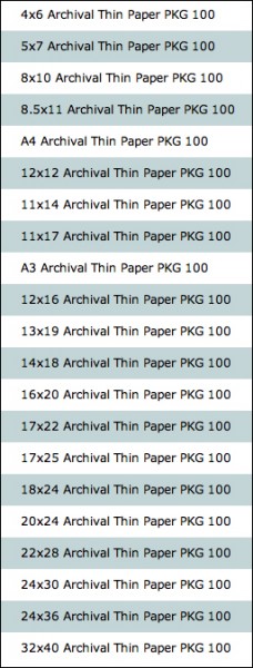 archival thin paper, interleaving tissue