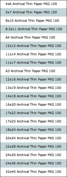 archival thin paper, interleaving tissue