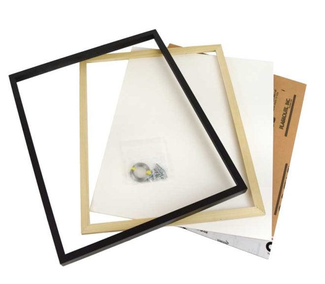 Components of gallery 12 wood frame kit.