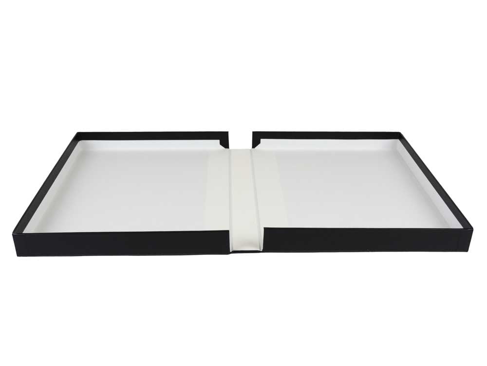 Onyx Portfolio archival storage box, 1-3/8'' deep, designed for protecting artwork, photographs, and documents, with a sleek, durable design 