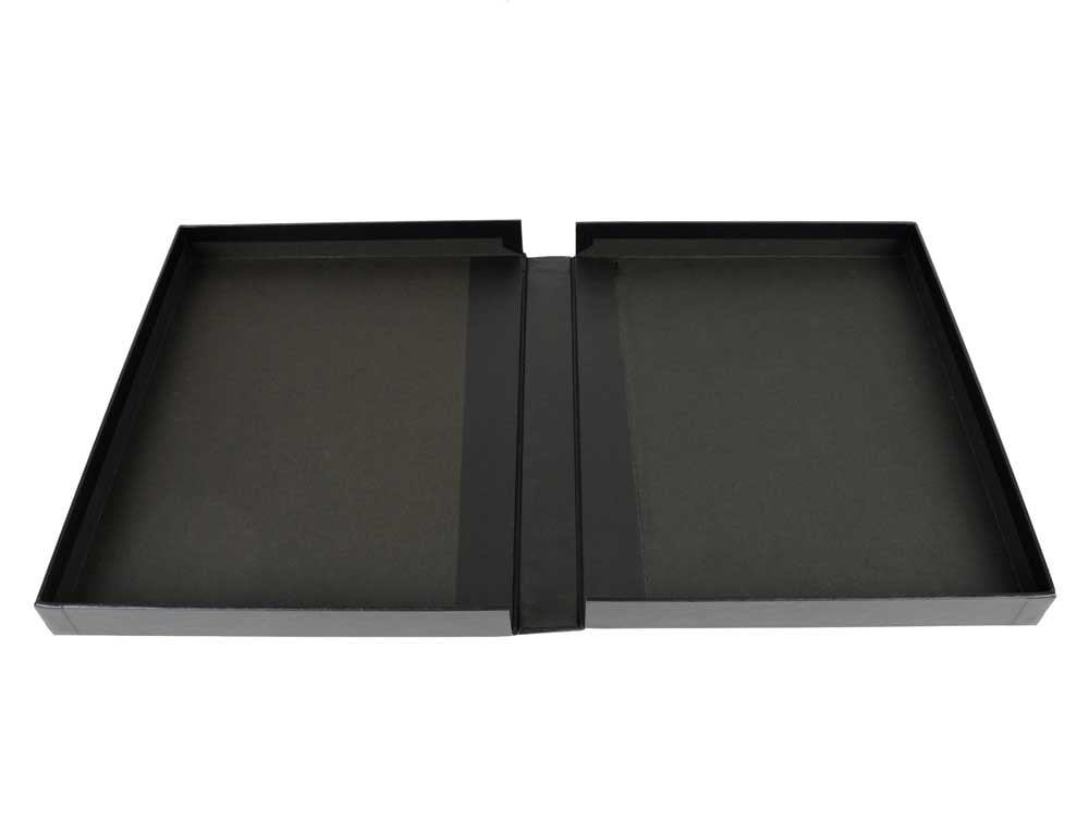 Onyx Portfolio archival storage box, 1-3/8'' deep, designed for protecting artwork, photographs, and documents, with a sleek, durable design 