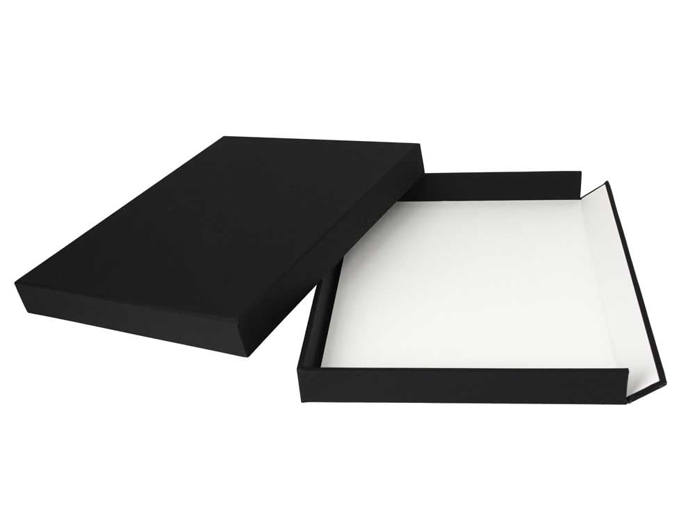 Museum Drop Front Box is an archival storage box made from acid-free materials with a drop-front design for preserving and accessing artwork. 