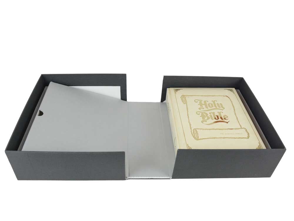 Rare Book Box with Cradle for fragile books, featuring a spine-supporting cradle holding a book in a durable archival storage box.