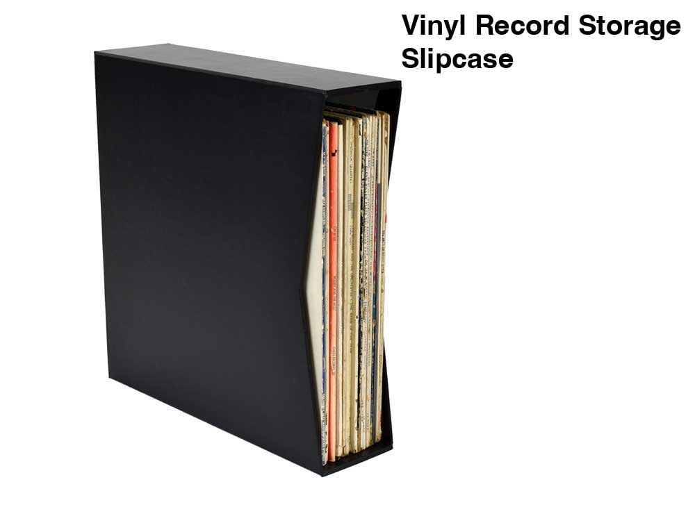 Vinyl Record LP Slipcase filled with 12” records, box made from archival materials, without a protective cover option.