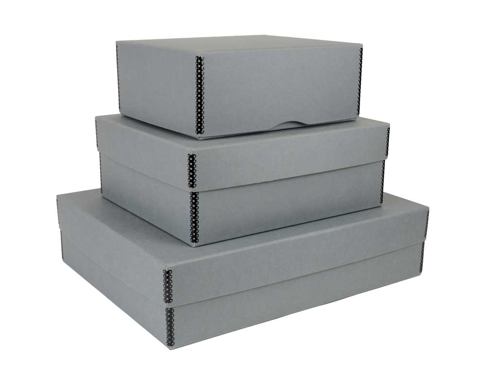 Textile Storage Kit in 3 sizes, all with an acid-free box, tissue paper, cotton gloves, and desiccant for preserving quilts and delicate fabrics.
