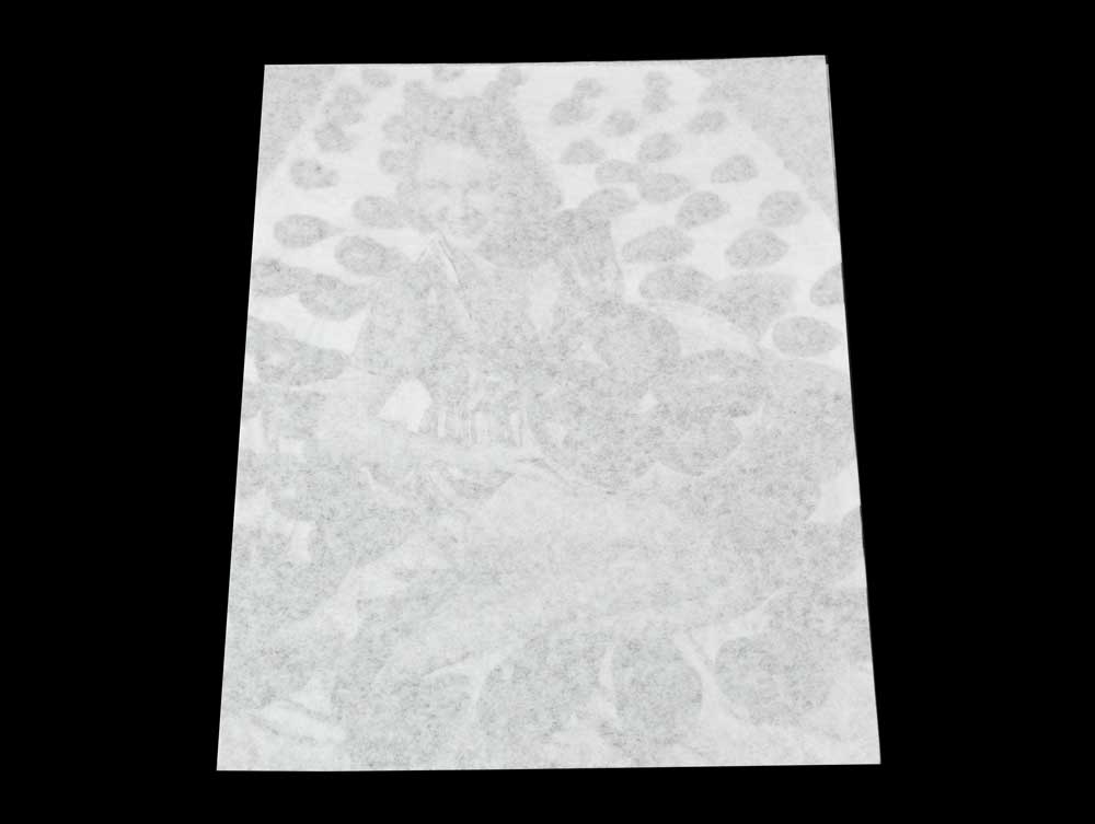 Archival tissue used as interleaving for a photograph, showcasing its acid-free transparency for protecting photos, artwork, and documents. 