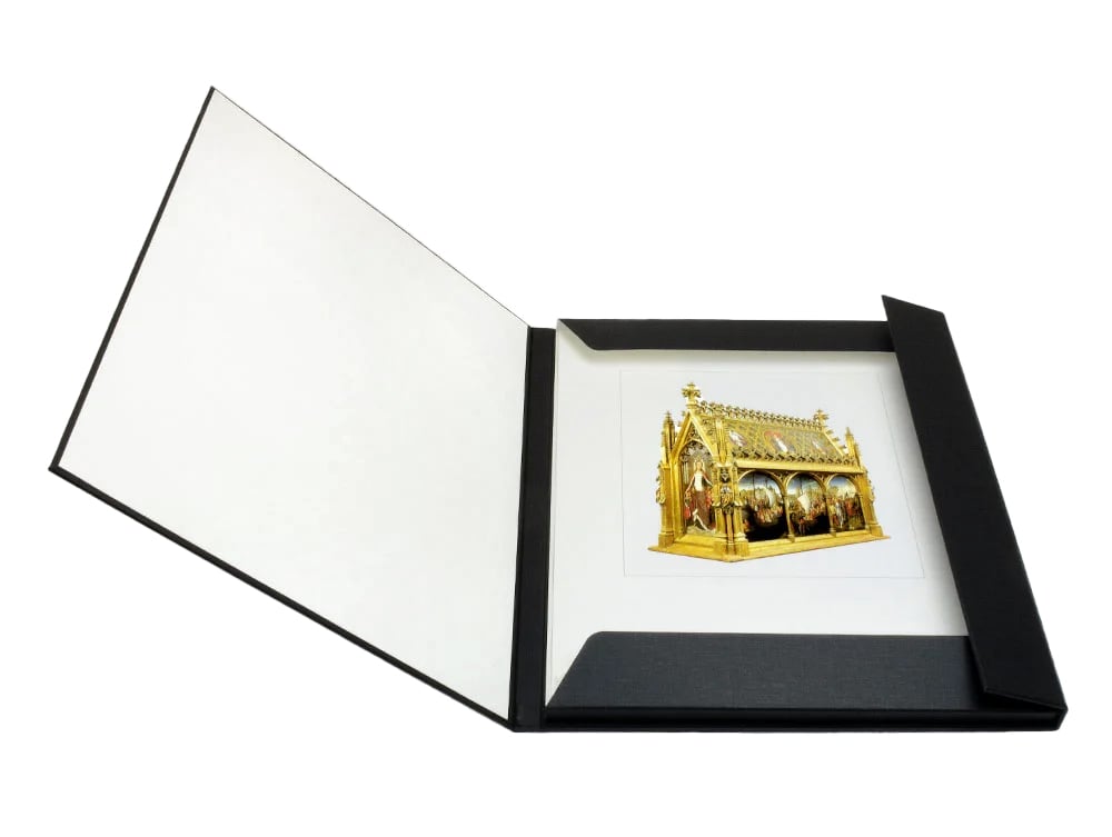 Digital Print Folios are made from archival materials designed to securely preserve and present artwork, holding 36-48 unmounted prints. 