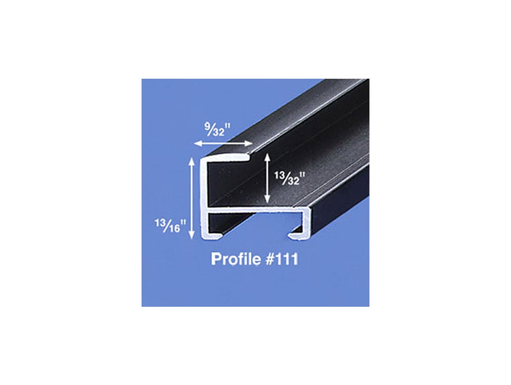 Pre-Cut Profile 111 aluminum picture frames in Anodic Glossy Black and Matte Black, available in multiple sizes for easy assembly and display.