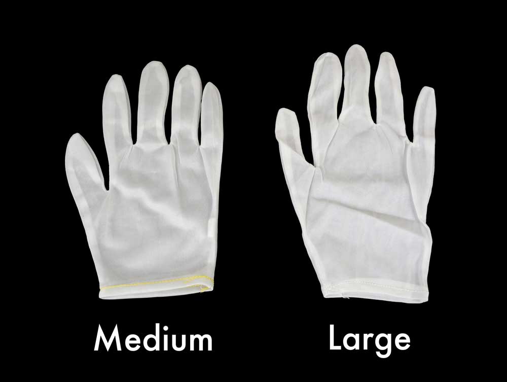 Nylon Lintless inspection gloves protecting documents and artifacts from fingerprints, ideal for delicate handling and archival care. 