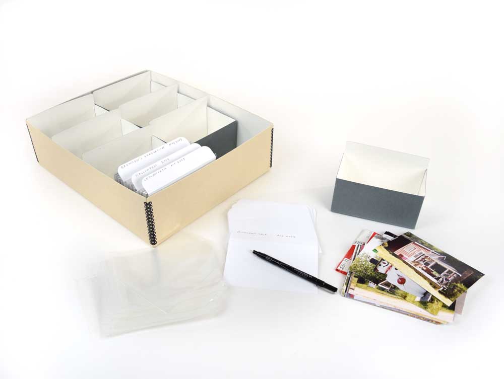 QPO 2400 Kit with a Hinged Lid Box, polyethylene bags, and print organizers for storing up to 2400 prints in archival protection.