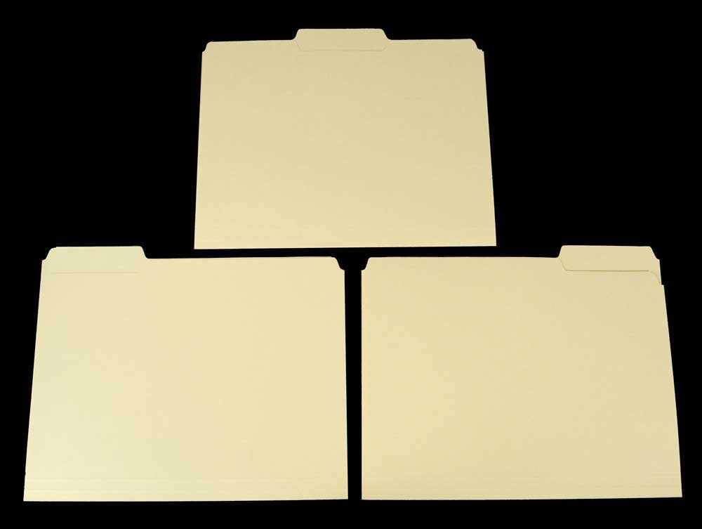 Acid-free archival file folders in full, half, and third cut options, ideal for organizing and preserving documents long-term. 