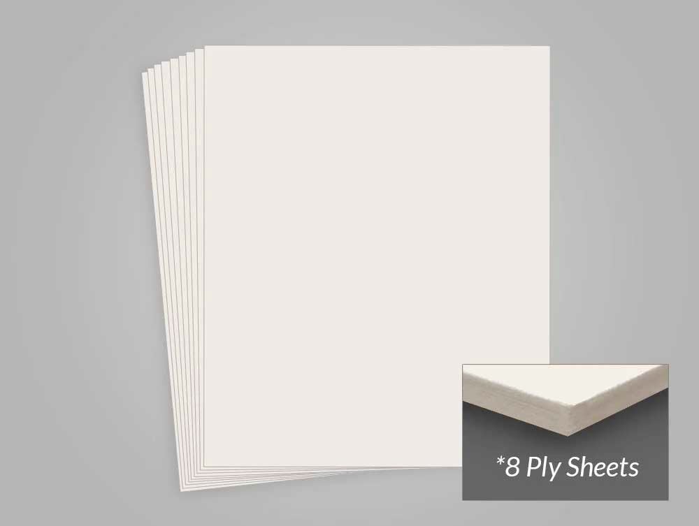 WarmWhite 8-Ply Museum Board, 100% cotton and acid-free, provides archival protection for artwork and photos, meeting conservation standards.