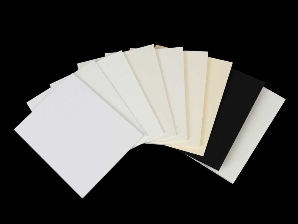 Acid free Board and Paper Sample Pack includes archival papers and mat board colors and thicknesses. Use for archival display and storage.  