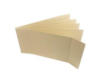 Archival-grade tan boxboard spacers made from acid-free paperboard, designed to keep files upright in letter or legal document boxes.