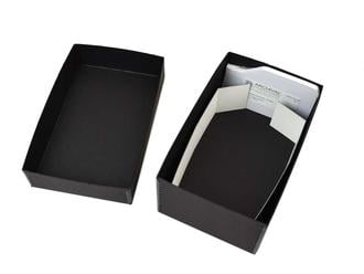 4 x 6 Simple Kit archival photo storage box, available in black, tan, and gray, holding up to 1,050 prints for safe preservation.