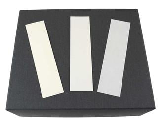 Archival Bookmarks made from acid-free paper in three thicknesses—Thin Paper, Archival Paper, and White Card Stock—protect books without damage.