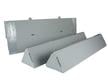 Showing two Triangular Roll Storage boxes assembled and open flat, archival corrugated, ready for folding. thumbnail
