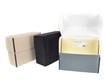Archival Document Storage Kits with tan, gray, and black letter-size document box and 50 acid-free third-cut file folders for long-term preservation. thumbnail