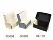 Three archival Hinged Lid Boxes made from acid-free materials, with tops open showing tan, gray, and black options. thumbnail