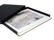 Museum Drop Front Box with matted artwork in the archival storage box, made from acid-free materials with a drop-front design for accessing artwork.  thumbnail