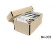 Tan Short Top Box made from archival materials showing acid free index cards organizing photos.  thumbnail